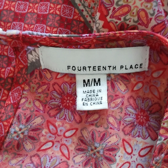 FOURTEEN PLACE SLEEVELESS CHEVRON HI-LOW BLOUSE M - Picture 4 of 8